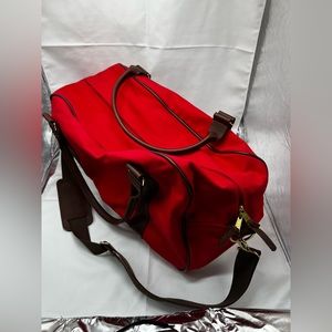 Vintage Johnson & Johnson Duffel Bag with leather straps, made in the USA